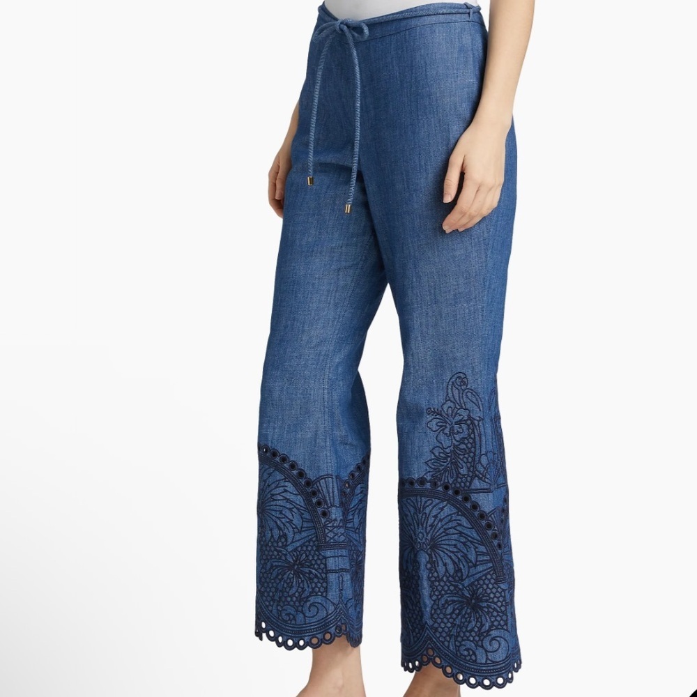ZIMMERMANN COCO EMBROIDERED PANT RAILWAY BLUE - Picture 2 of 6